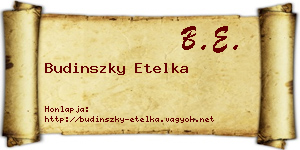 Budinszky Etelka névjegykártya